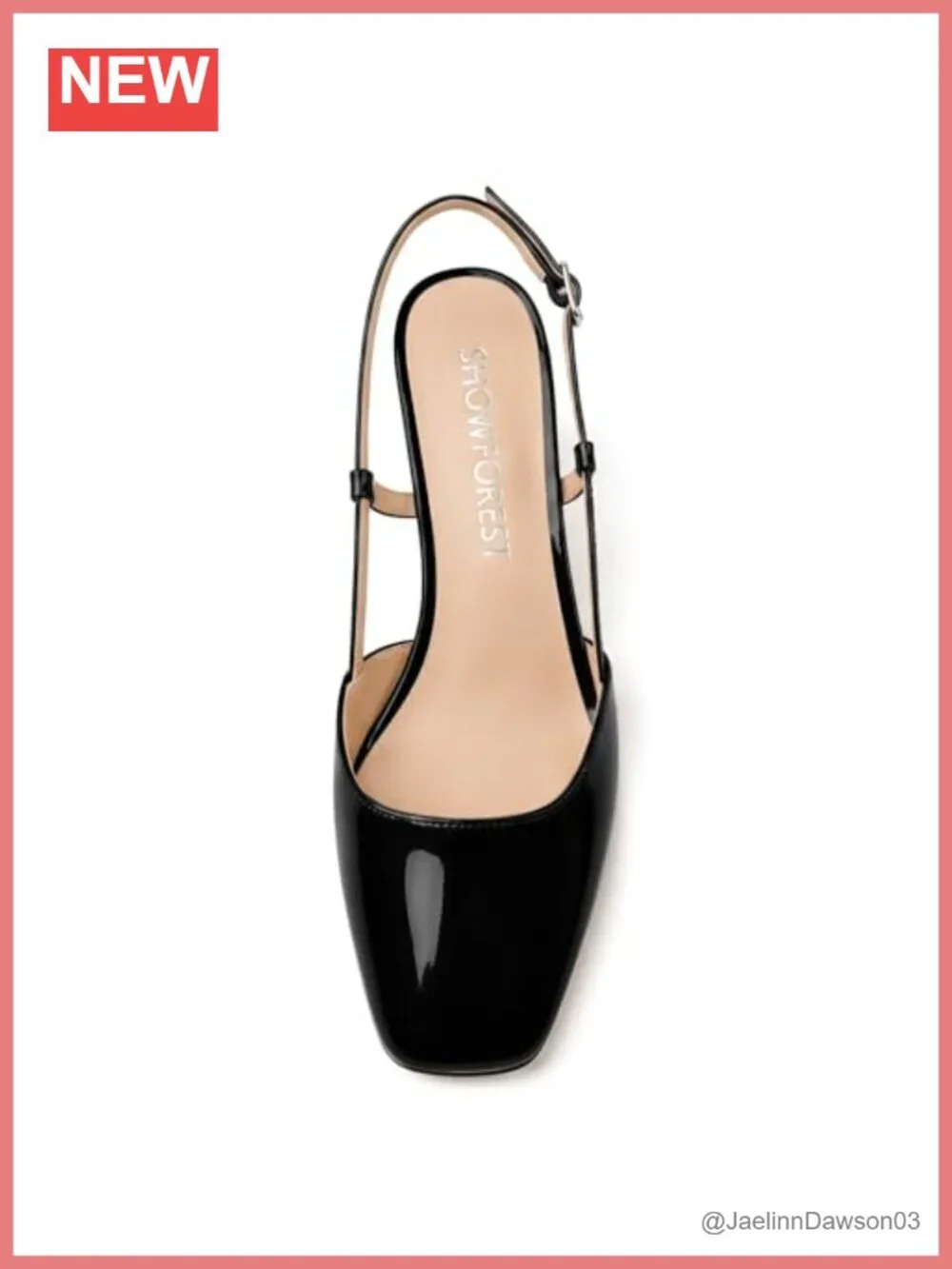 Women's Low Chunky Block Heel Slingback Pumps Patent Leather Square Toe